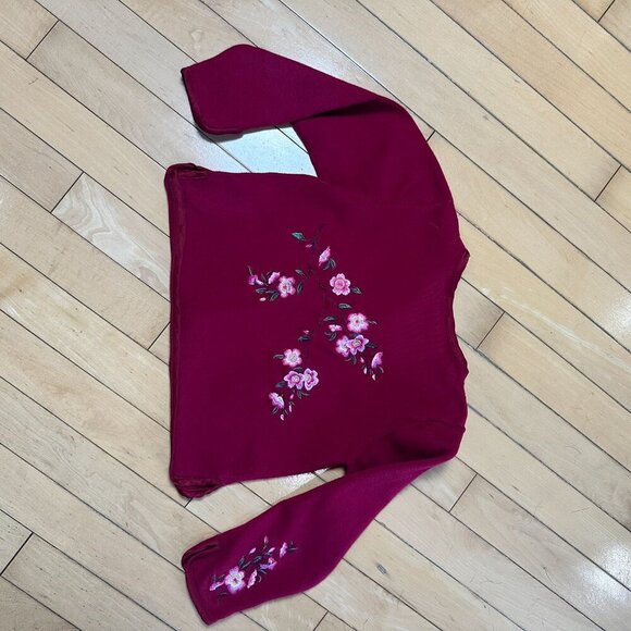 Vintage GYMBOREE Embroidered Cherry Blossom Frog Button Cardigan Sweater Size 5 - Picture 9 of 10